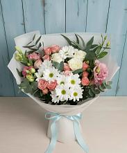 Букет цветов из:  Розы, Лизиантусы и Хризантемы в Донское Калининградской области