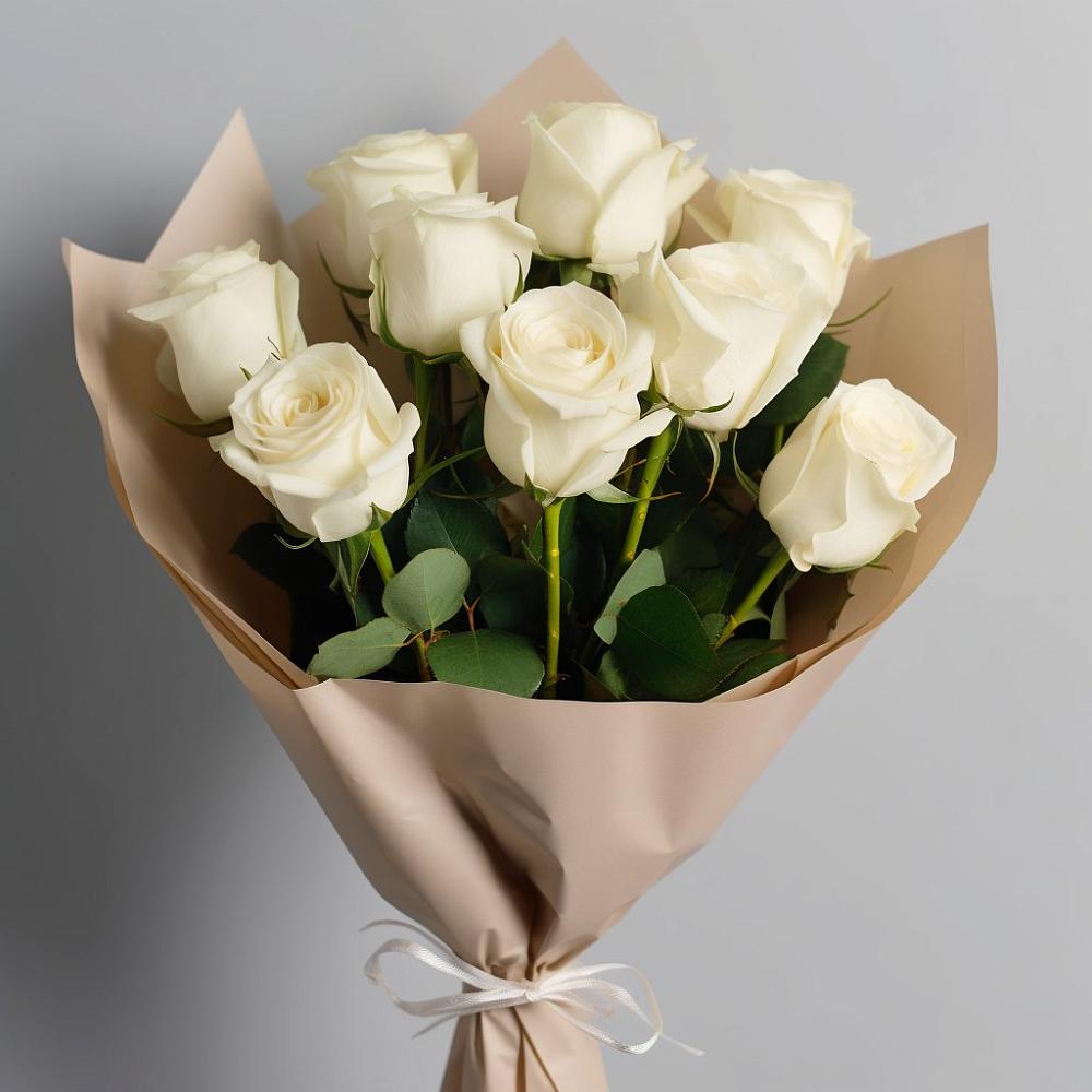 Букет 9 Белых роз Эдлесс Лав в Донское Калининградской области