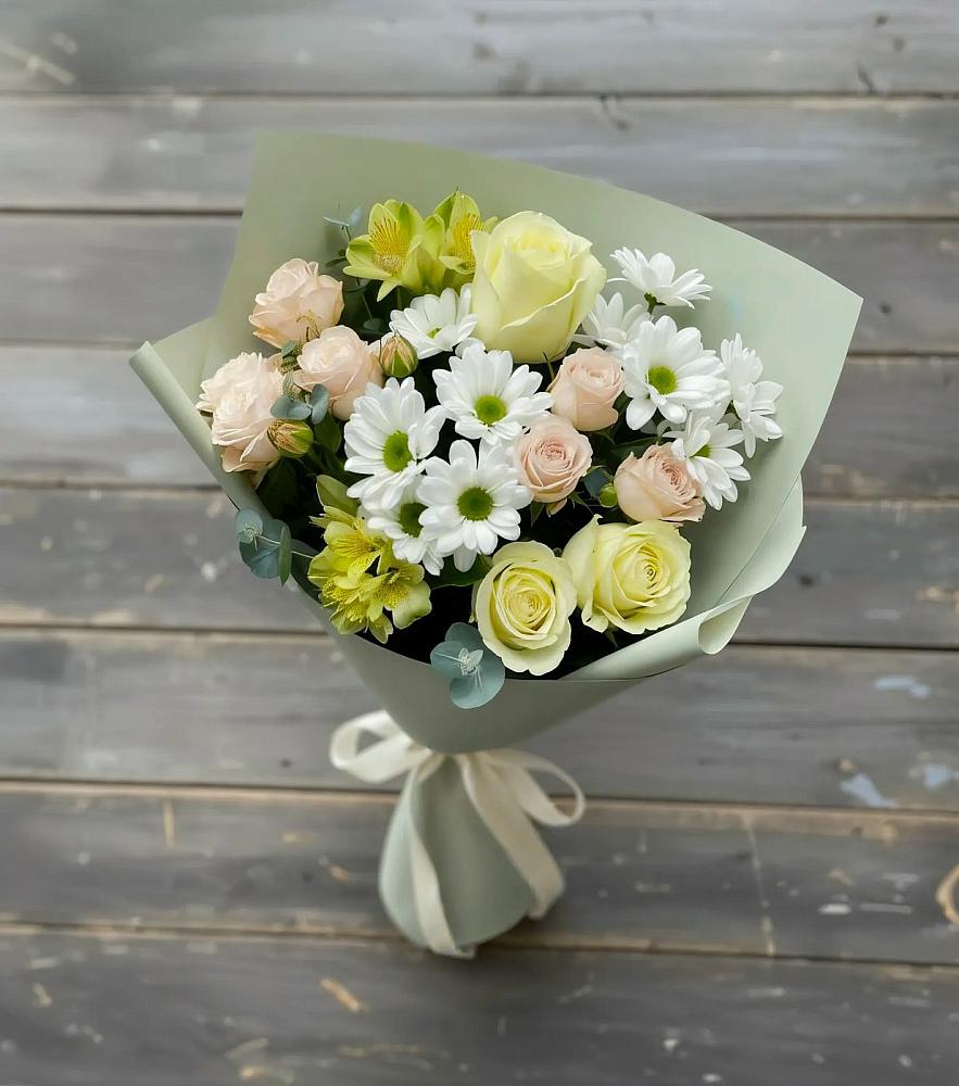 Букет цветов из: Альстромерии, Розы и Хризантемы в Донское Калининградской области