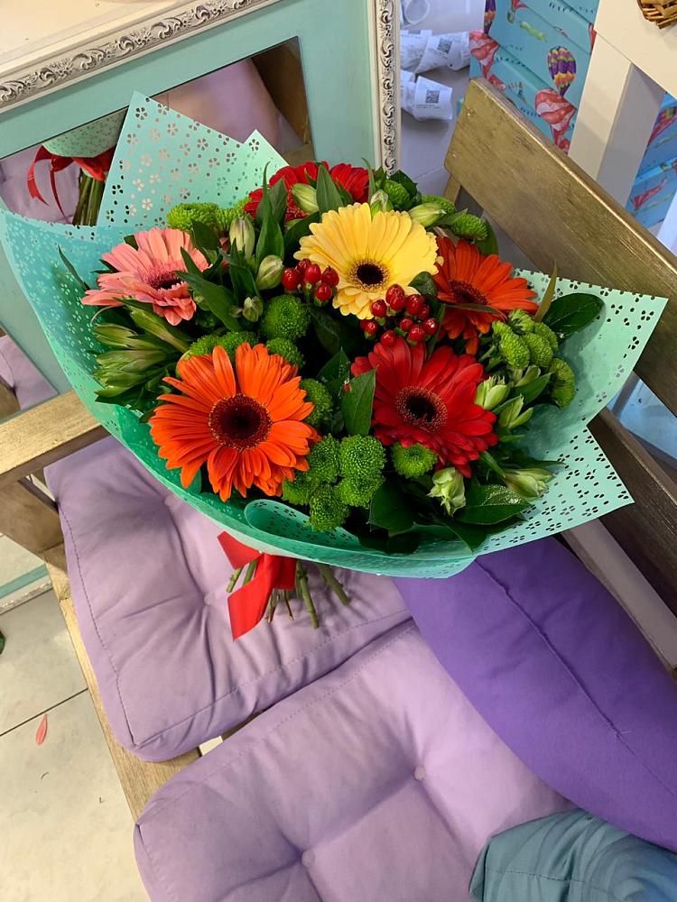 Букет цветов из: Герберы, Хризантемы и Альстромерии в Донское Калининградской области