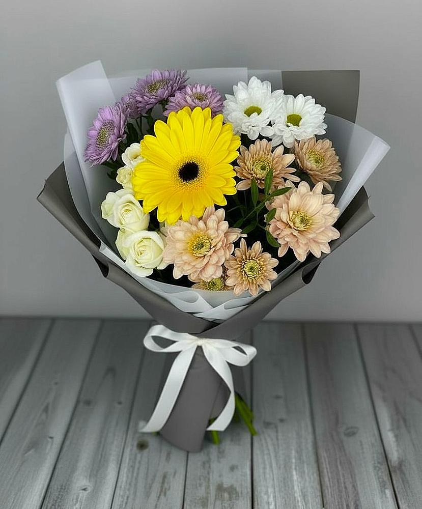 Букет цветов из: Розы, Герберы и Хризантемы в Донское Калининградской области
