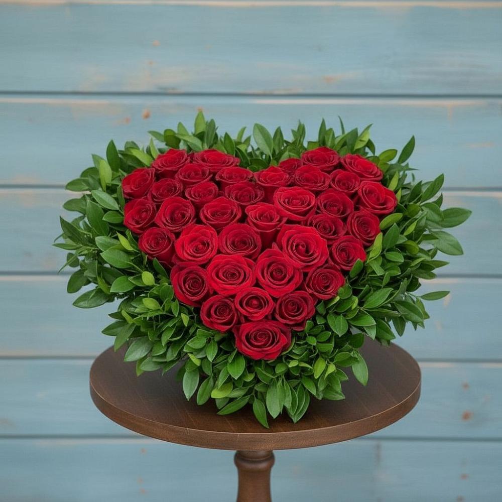 Цветочная композиция из Розы в виде сердца в Донское Калининградской области