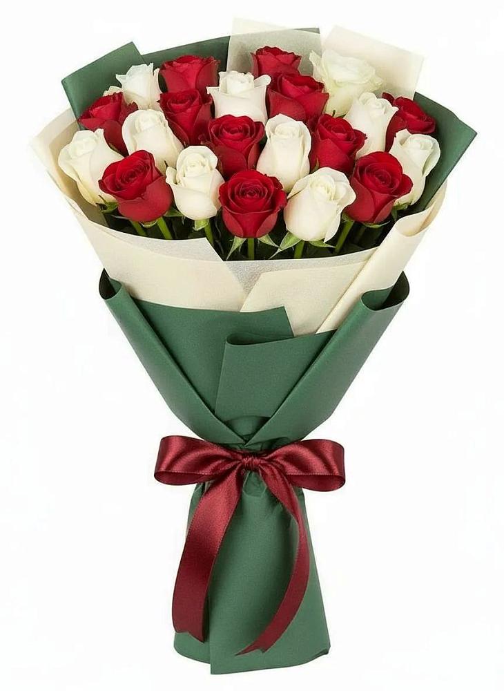 Букет Микс из красных и белых роз в Донское Калининградской области