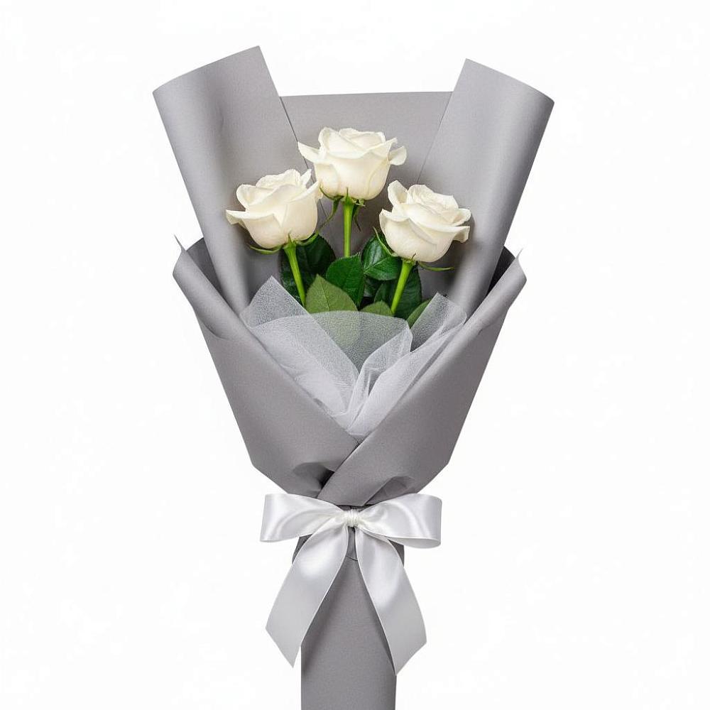 Букет 3 белые розы в Донское Калининградской области