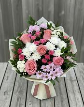 Букет цветов из:  Альстромерии, Гвоздики, Розы и Хризантемы в Донское Калининградской области