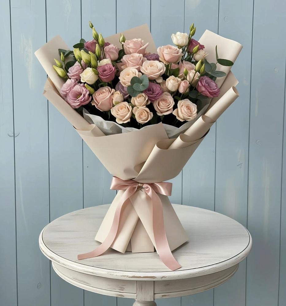 Букет цветов из: Розы и Лизиантусы в Донское Калининградской области