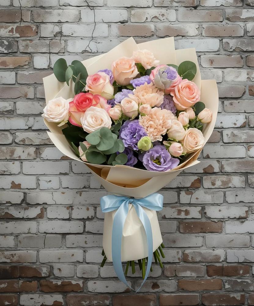 Букет цветов из: Розы, Лизиантусы и Гвоздики в Донское Калининградской области