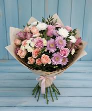 Букет цветов из:  Хризантемы, Розы и Альстромерии в Донское Калининградской области
