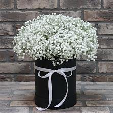 Цветочная композиция из Гипсофила в шляпной коробке в Донское Калининградской области