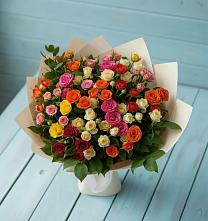 Букет Микс из разноцветных кустовых роз в Донское Калининградской области
