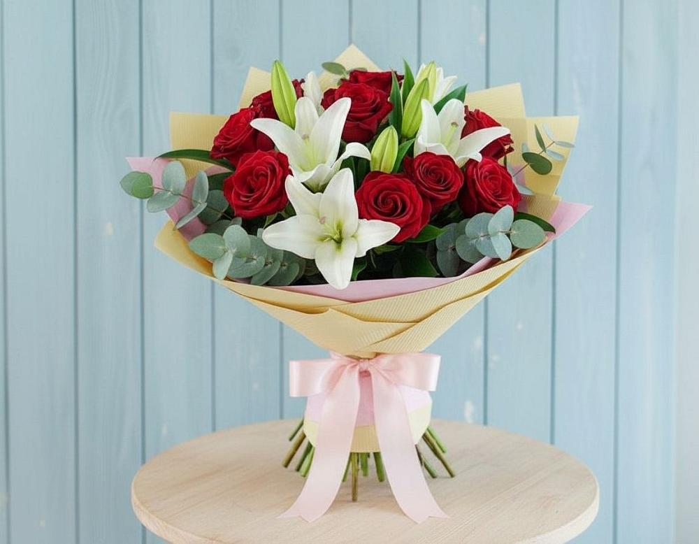 Букет цветов из: Лилии и Розы в Донское Калининградской области